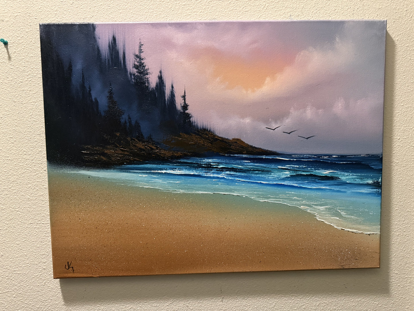 Painting #1575 - 18x24" Canvas - Sunset Oregon Seascape