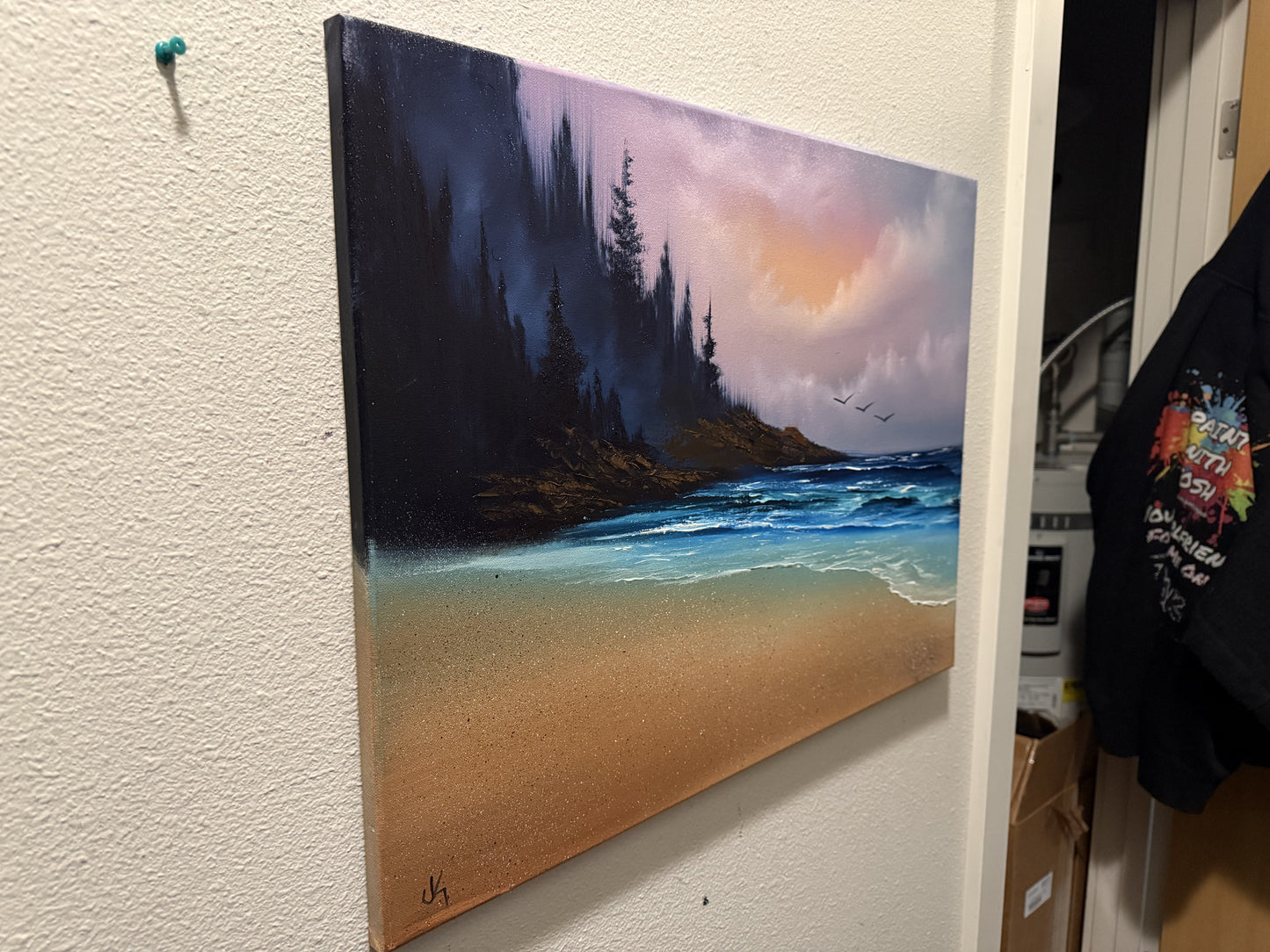 Painting #1575 - 18x24" Canvas - Sunset Oregon Seascape