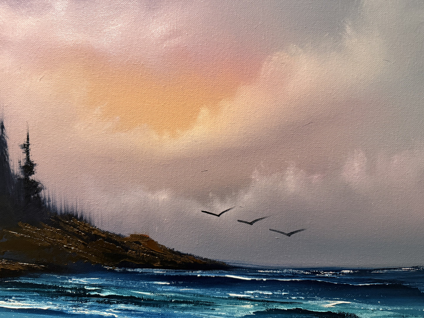 Painting #1575 - 18x24" Canvas - Sunset Oregon Seascape