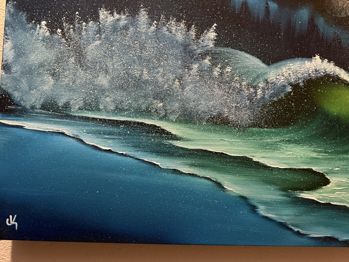 Painting #1582 - 24x30" Pro Series Canvas with LED Light and Remote Control - Space Seascape