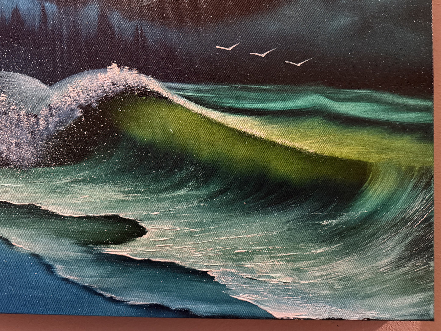 Painting #1582 - 24x30" Pro Series Canvas with LED Light and Remote Control - Space Seascape