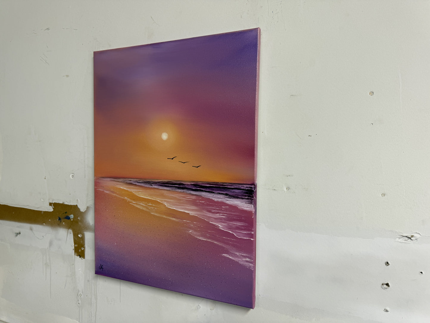 Painting 1611 - 18x24" Canvas - Lavender Sunset Seascape