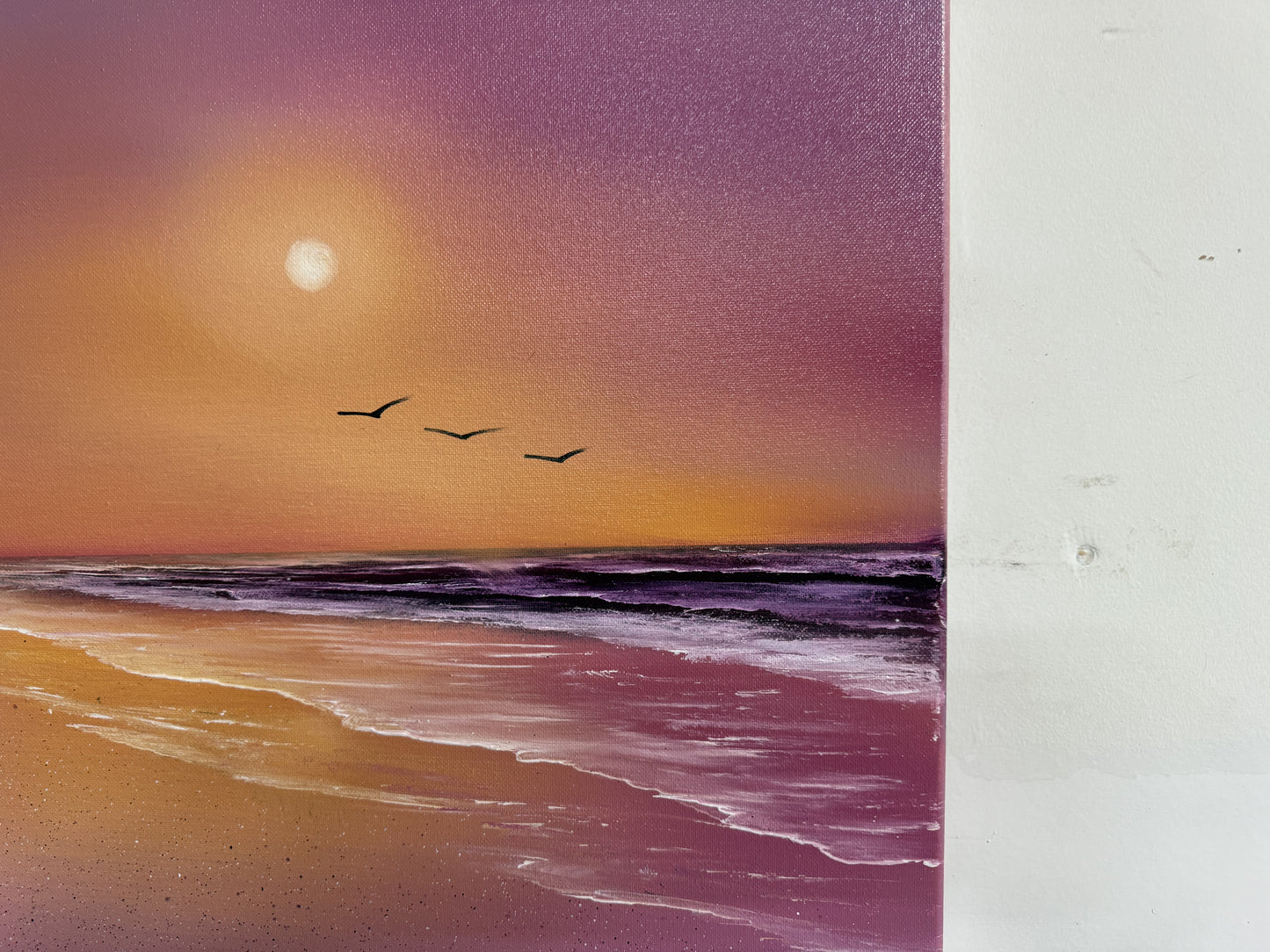 Painting 1611 - 18x24" Canvas - Lavender Sunset Seascape