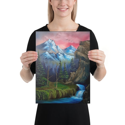 Canvas Print - Limited Edition - Majestic Sunset Waterfall - Landscape by PaintWithJosh