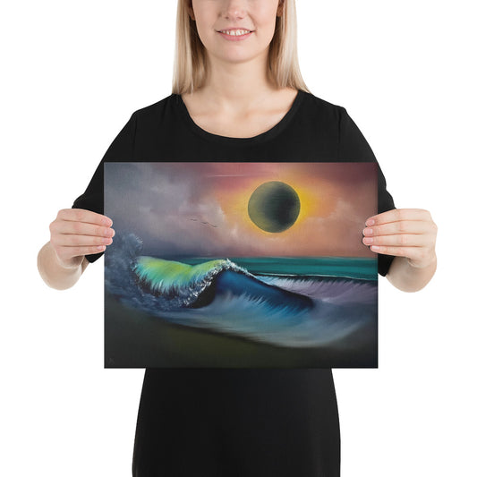 Canvas Print - Total Eclipse of the Art - Eclipse Seascape by PaintWithJosh