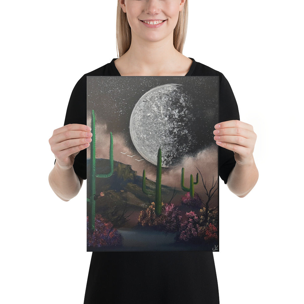 Canvas Print - Desert Landscape with Full Moon by PaintWithJosh