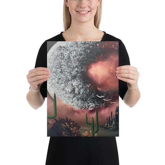 Canvas Print - Exploding Moon over Desert Landscape by PaintWithJosh