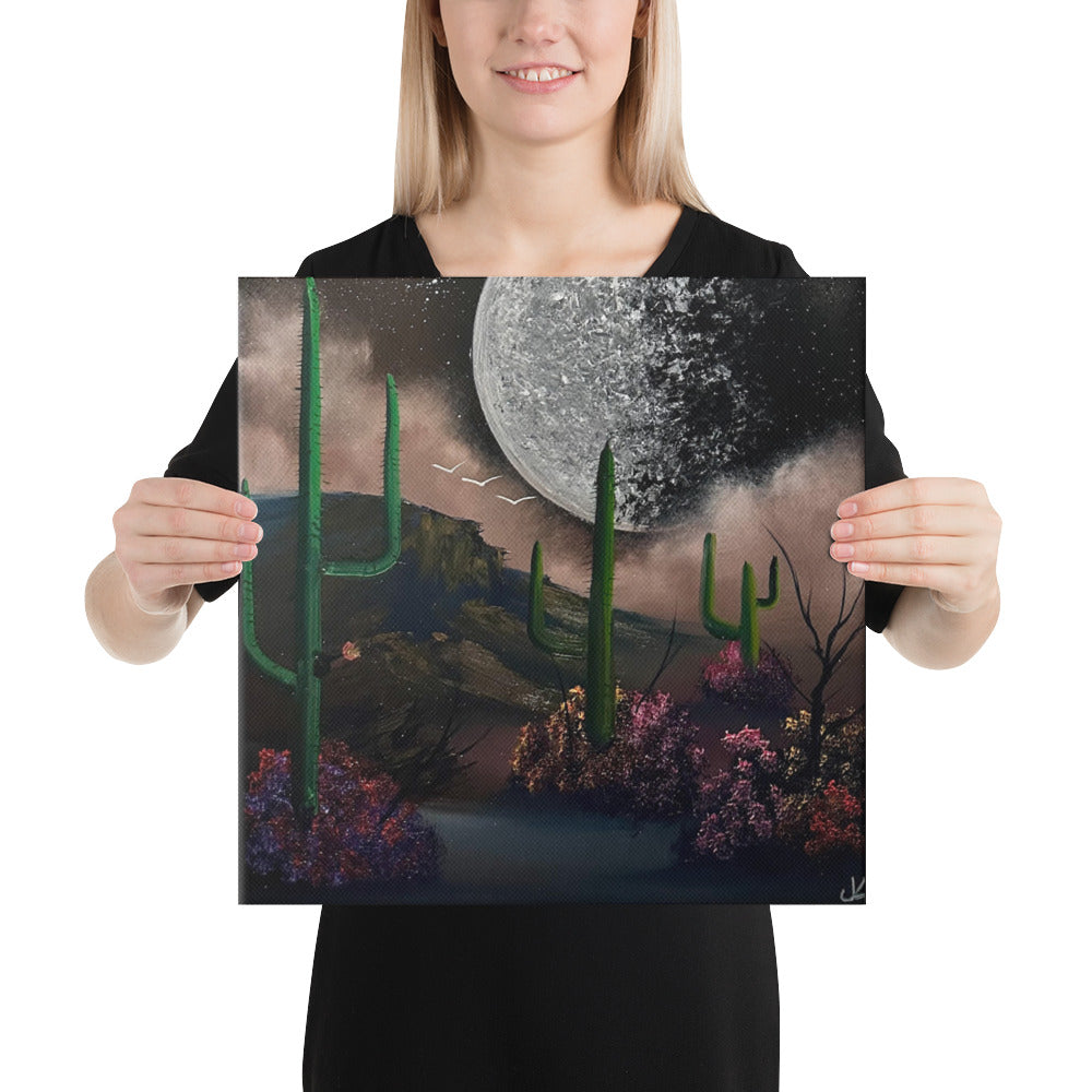 Canvas Print - Desert Landscape with Full Moon by PaintWithJosh