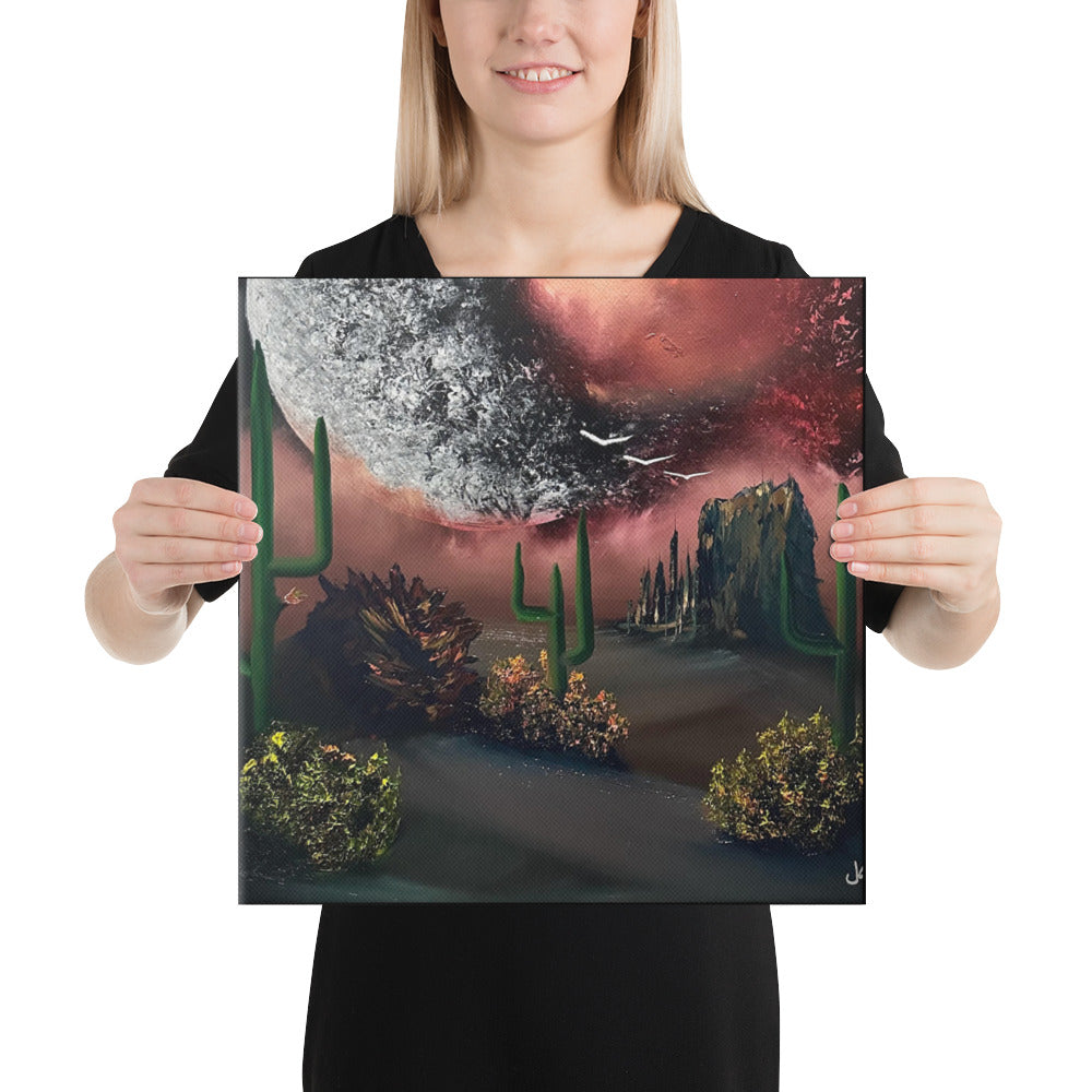 Canvas Print - Exploding Moon over Desert Landscape by PaintWithJosh