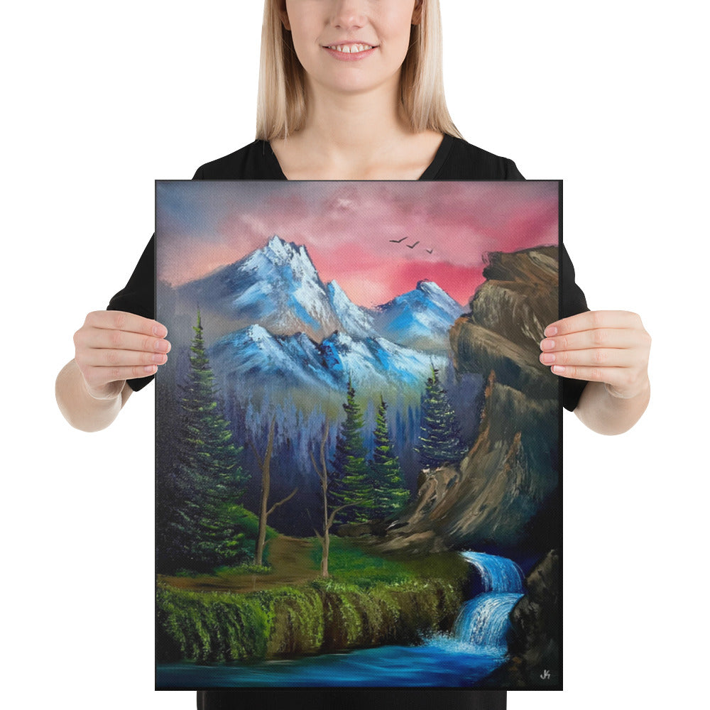 Canvas Print - Limited Edition - Majestic Sunset Waterfall - Landscape by PaintWithJosh