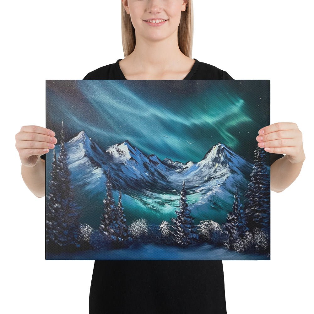 Canvas Print - Limited - Winter Spirits - Premium Quality Expressionist Aurora Borealis Landscape by PaintWithJosh