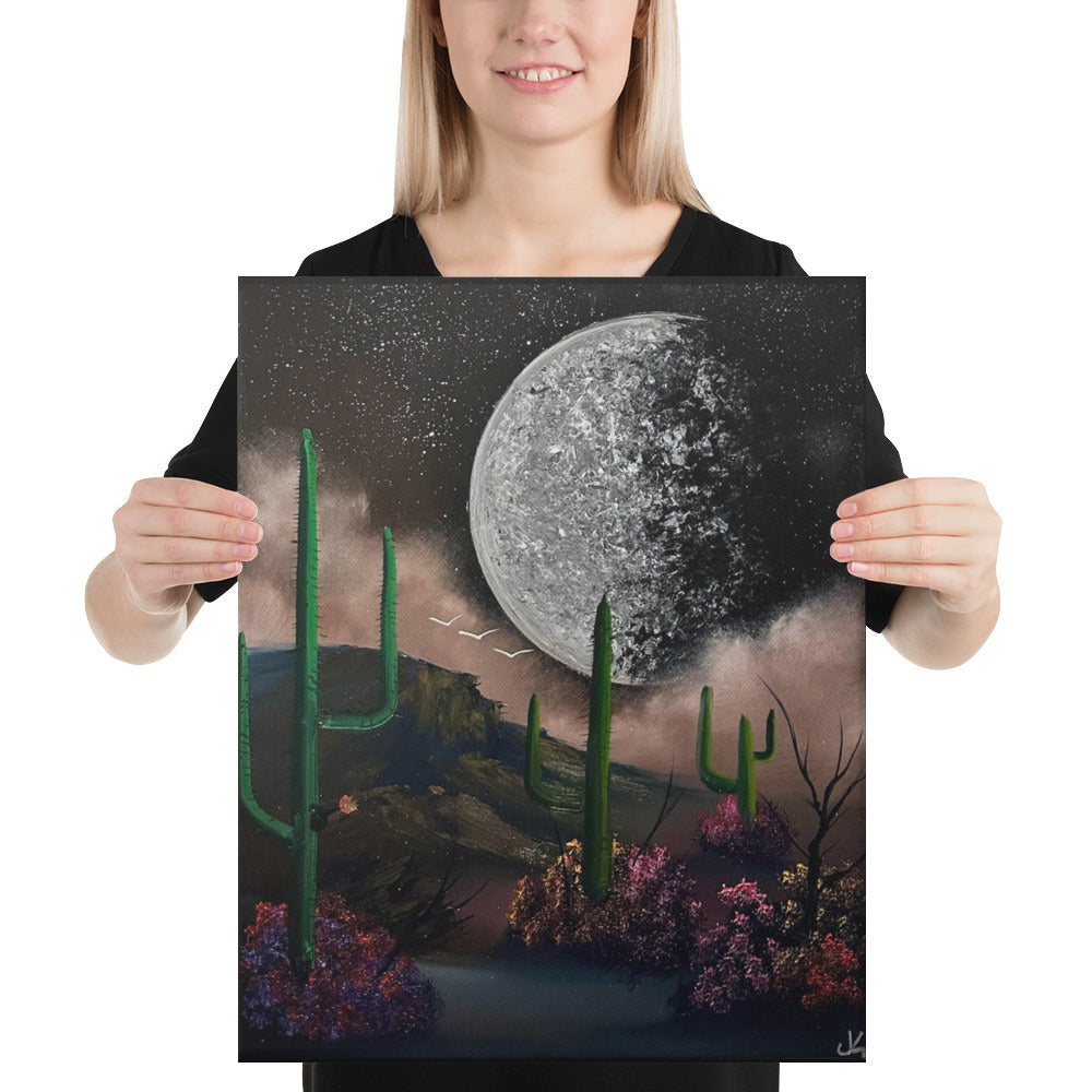 Canvas Print - Desert Landscape with Full Moon by PaintWithJosh