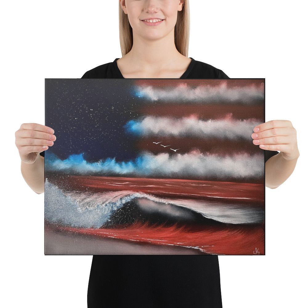 Flag - Sea To Shining Sea Canvas Print by PaintWithJosh