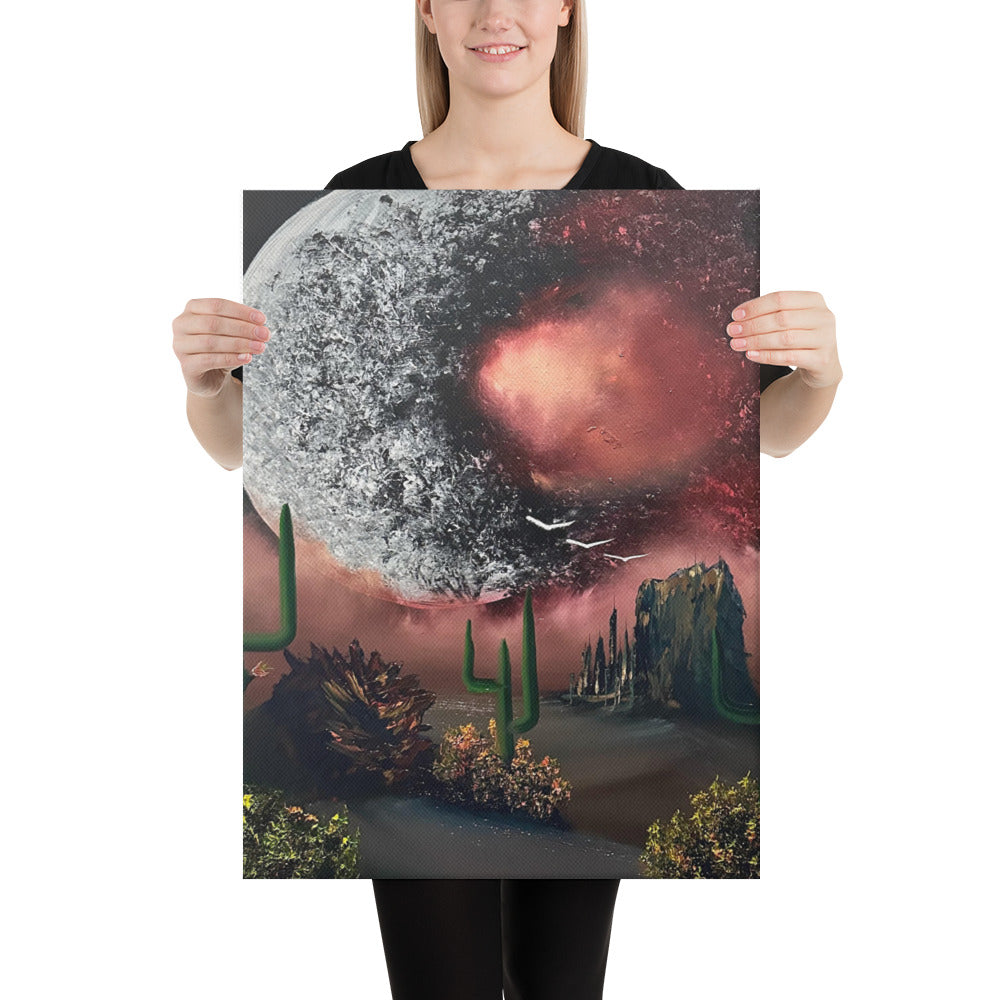 Canvas Print - Exploding Moon over Desert Landscape by PaintWithJosh