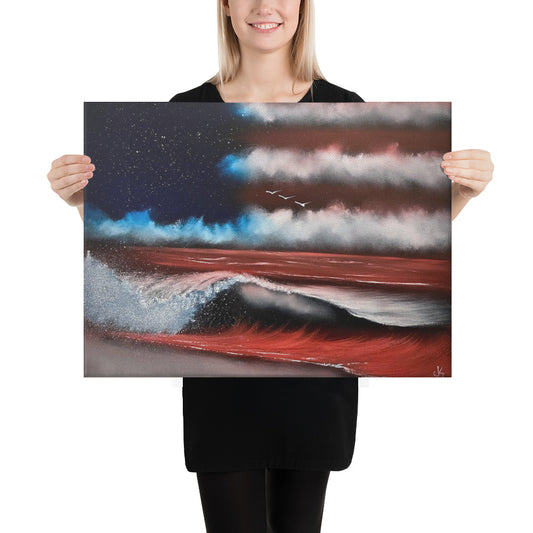 Flag - Sea To Shining Sea Canvas Print by PaintWithJosh