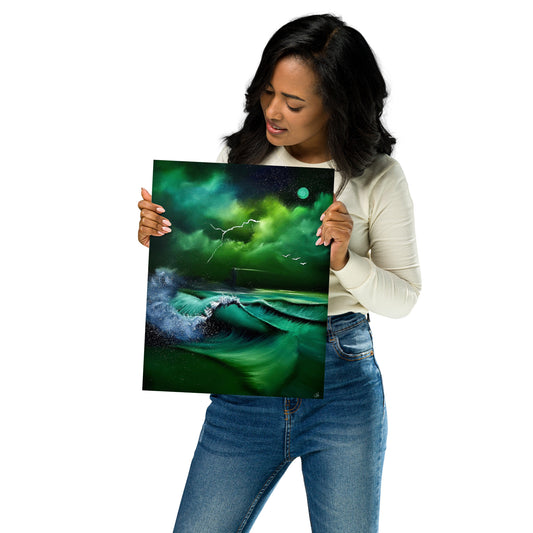 Poster Print - Green Night Seascape by PaintWithJosh