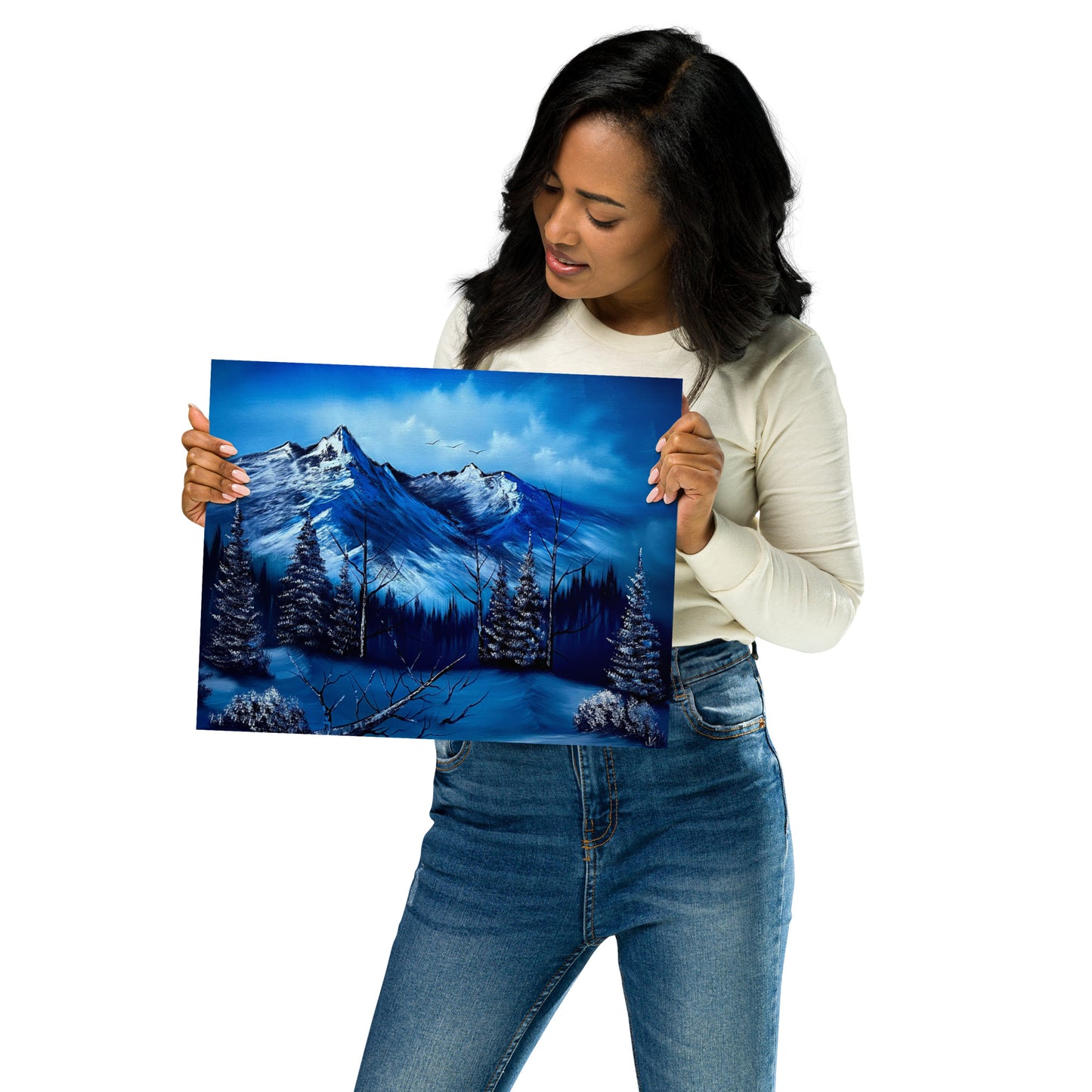 Poster Print - Cold Blue Winter Mountain Landscape by PaintWithJosh