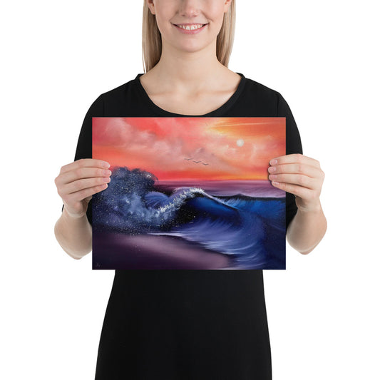 Poster Print - Sunset Seascape Beach by PaintWithJosh