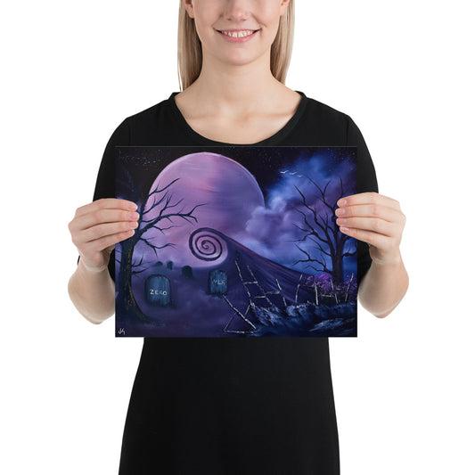 Poster Print - Purple Full Moon Nightmare Before Graveyard by PaintWithJosh