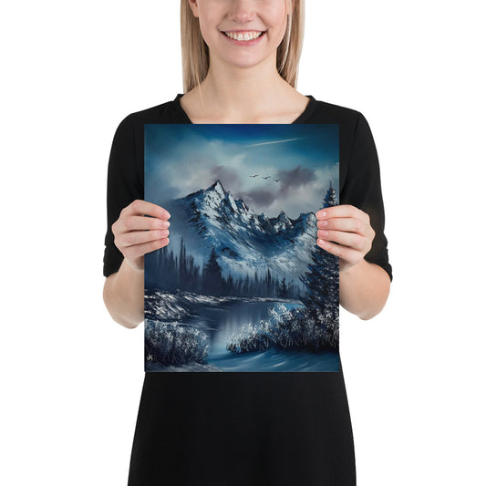 Poster Print - Cold Blue Winter Landscape by PaintWithJosh