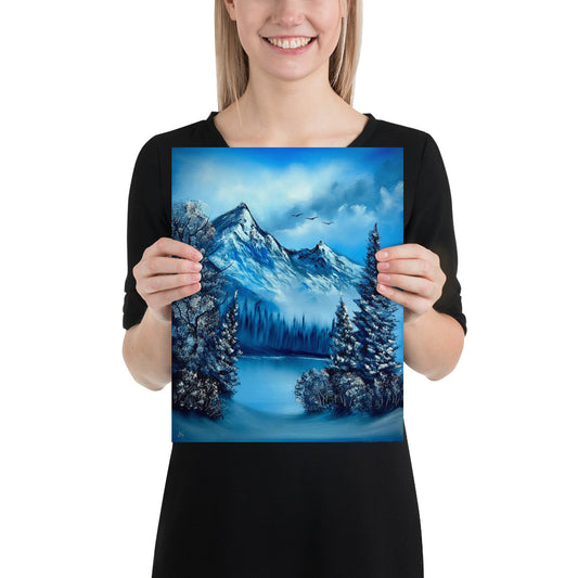 Poster Print - Cold Blue Winter Mountain Landscape by PaintWithJosh