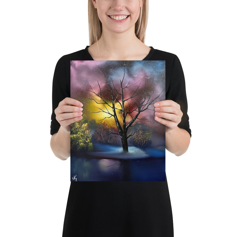 Poster Print - One Tree to Rule Them All - Galactic Winter Landscape by PaintWithJosh