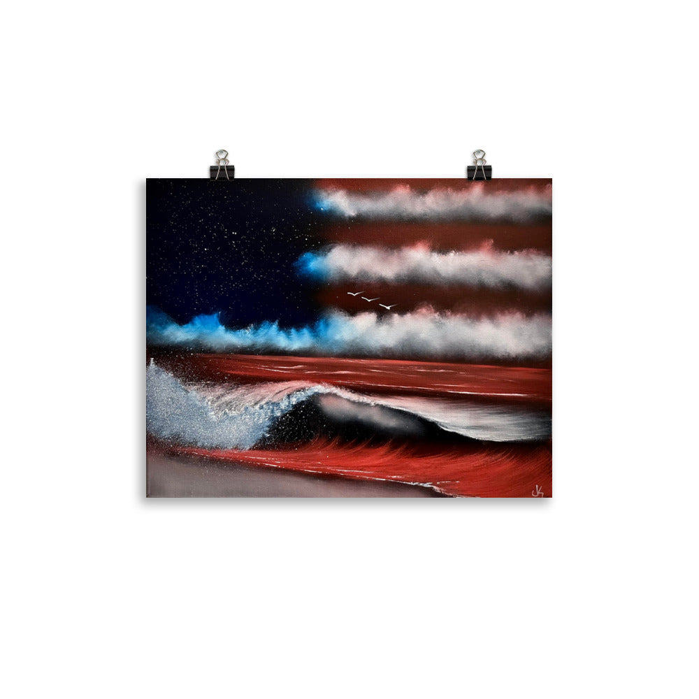 Flag - Waves of Freedom Poster Print by PaintWithJosh