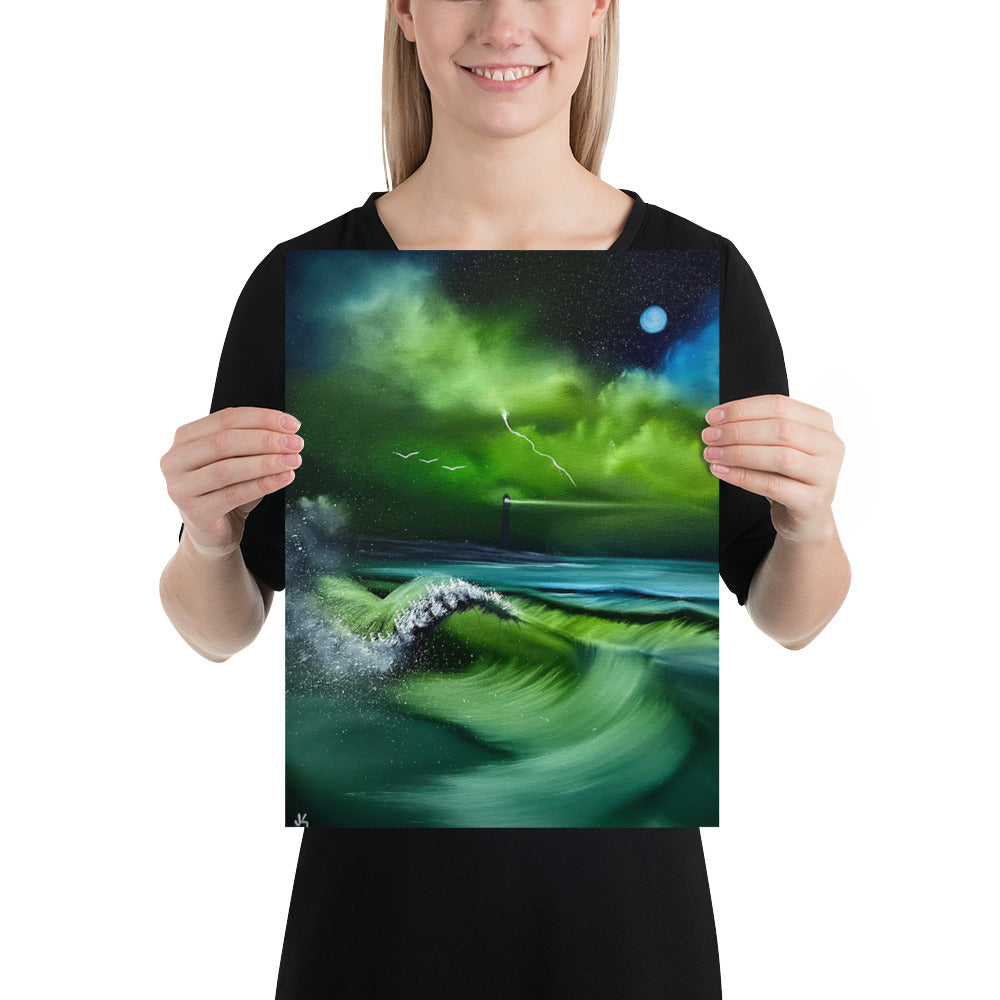 Poster Print - Green Night Seascape by PaintWithJosh