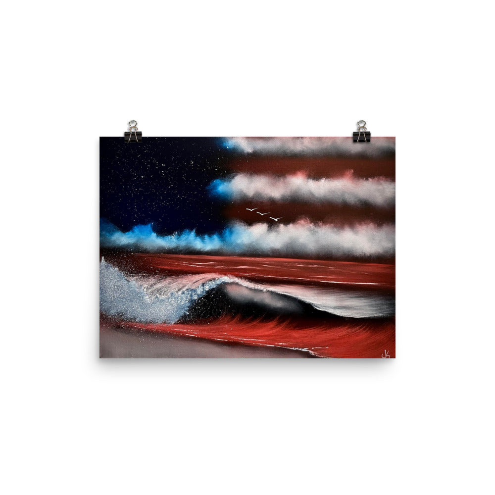 Flag - Waves of Freedom Poster Print by PaintWithJosh