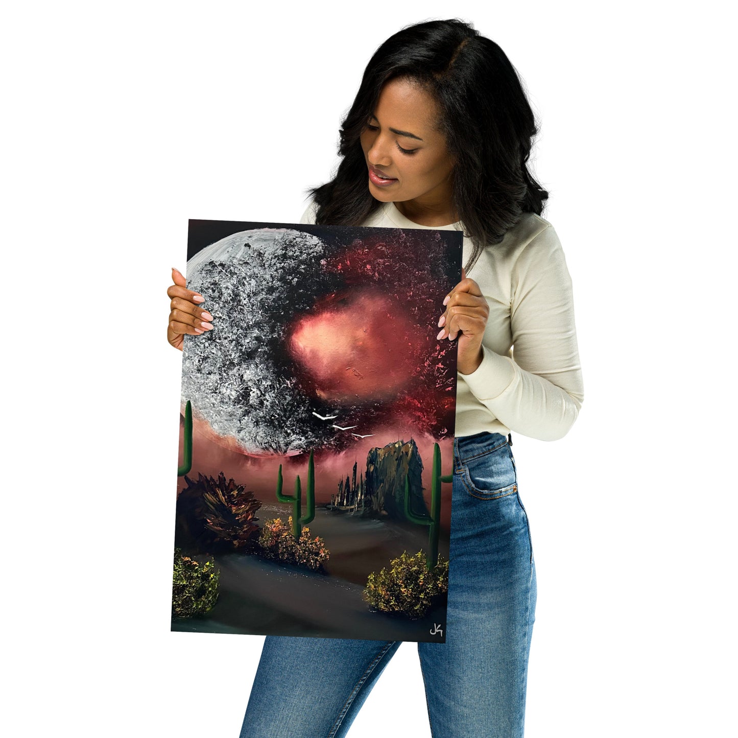 Poster Print - Exploding Moon Desert Landscape by PaintWithJosh