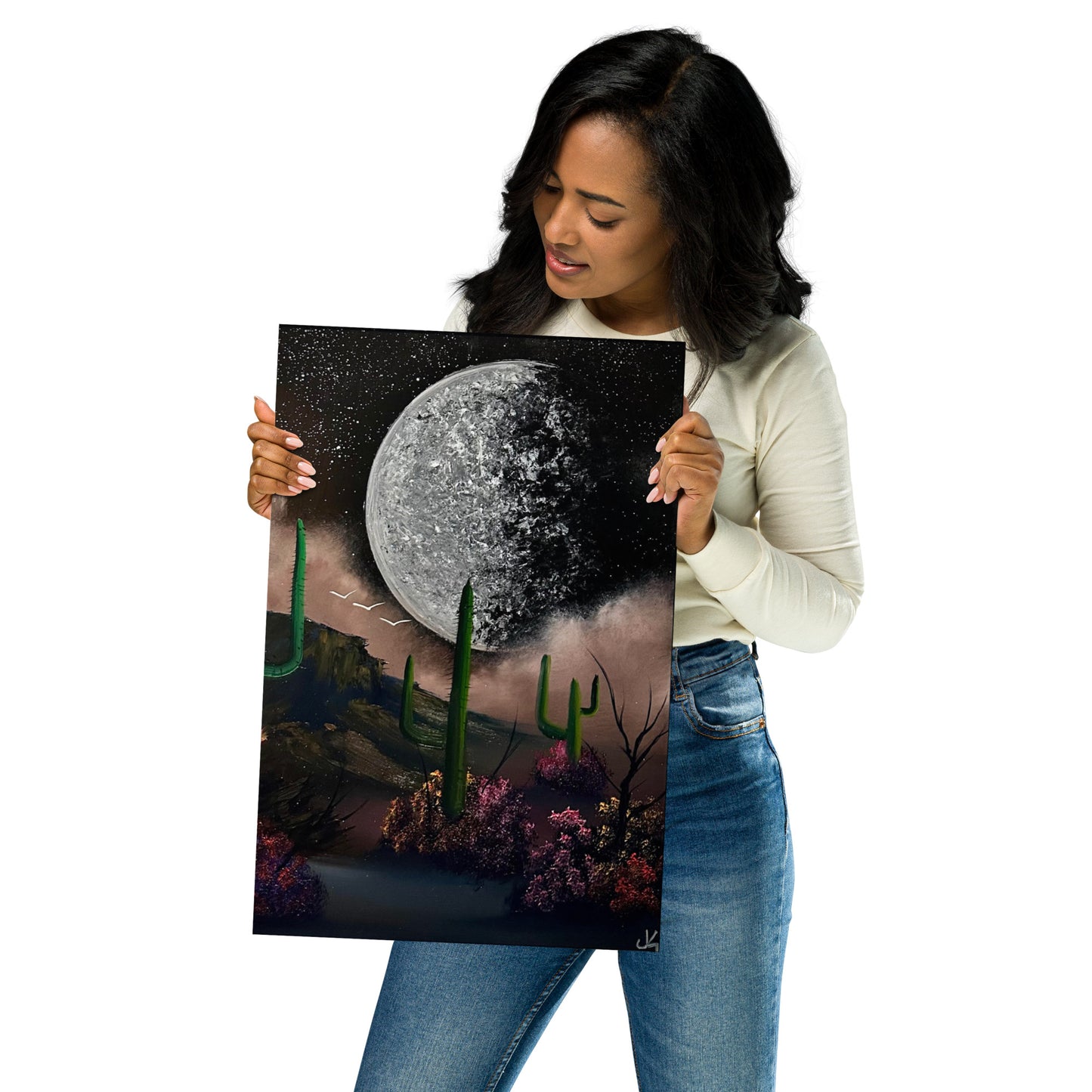 Poster Print - Desert Landscape with Full Moon by PaintWithJosh