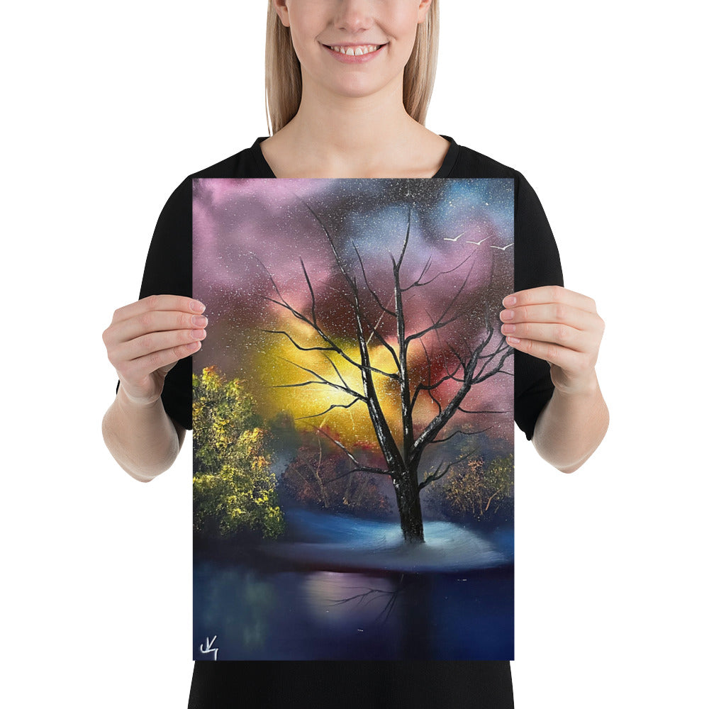 Poster Print - One Tree to Rule Them All - Galactic Winter Landscape by PaintWithJosh