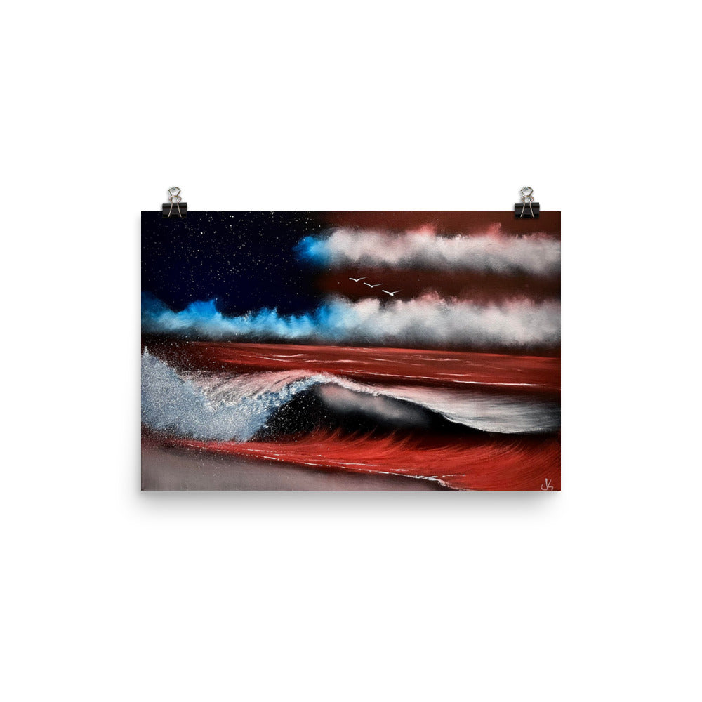 Flag - Waves of Freedom Poster Print by PaintWithJosh