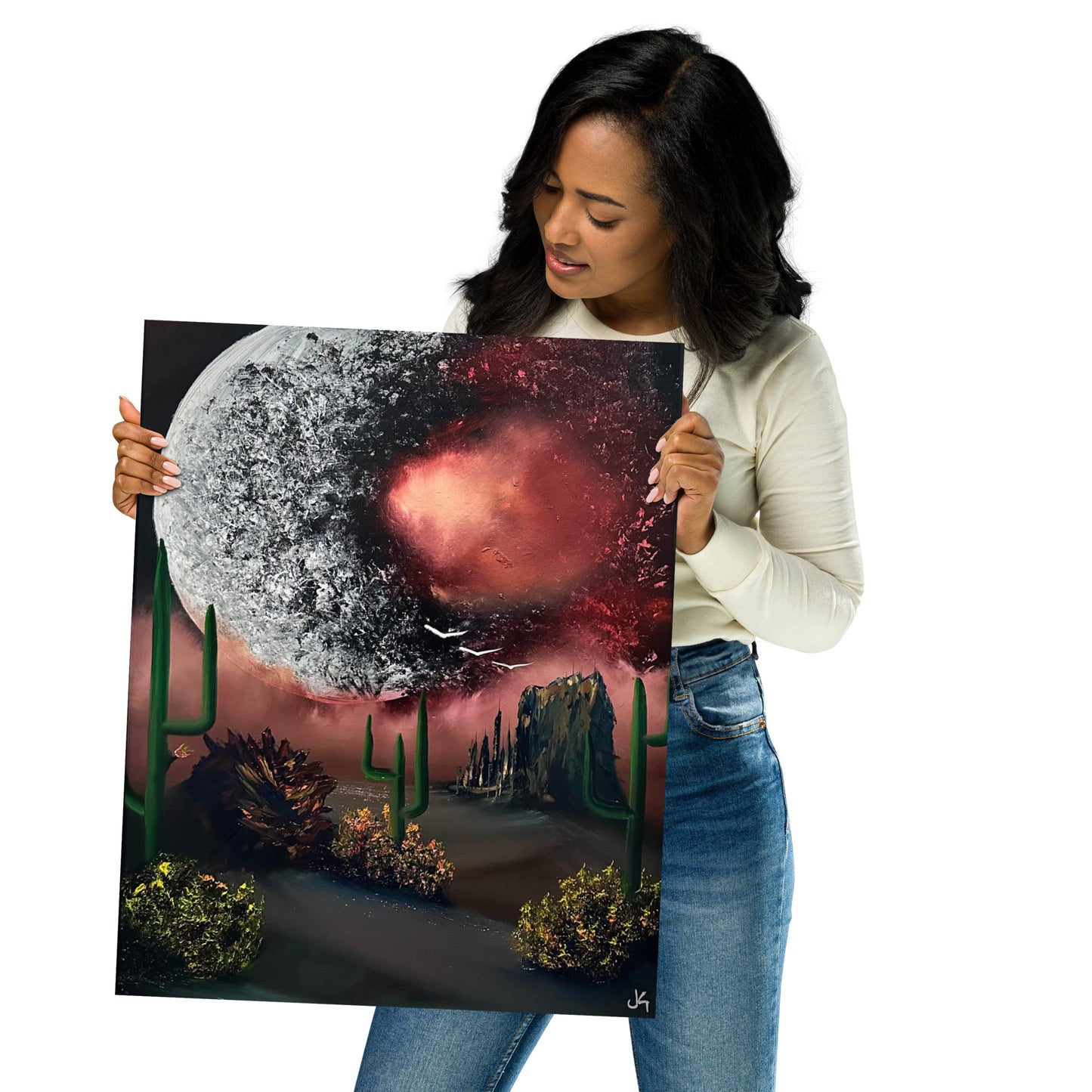 Poster Print - Exploding Moon Desert Landscape by PaintWithJosh