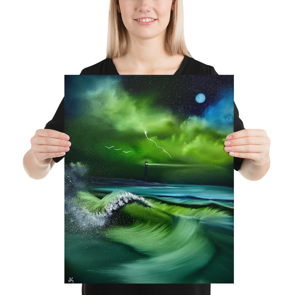 Poster Print - Green Night Seascape by PaintWithJosh