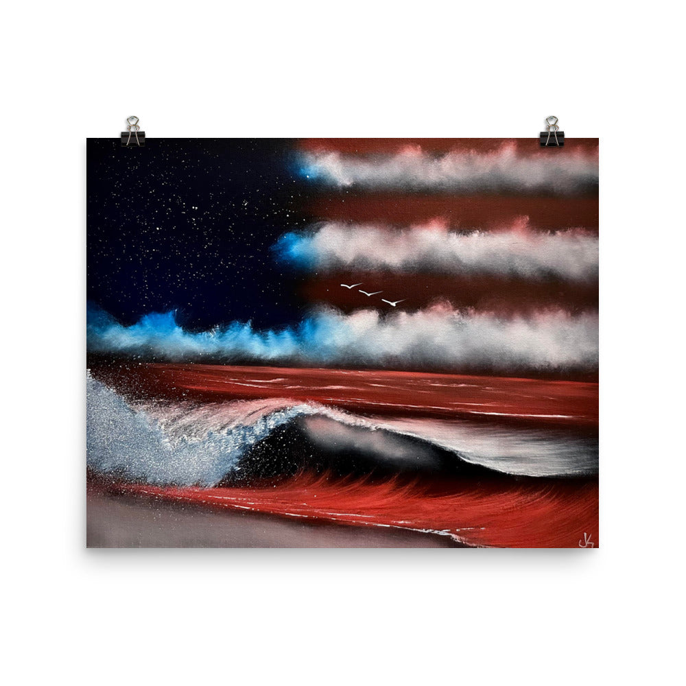 Flag - Waves of Freedom Poster Print by PaintWithJosh