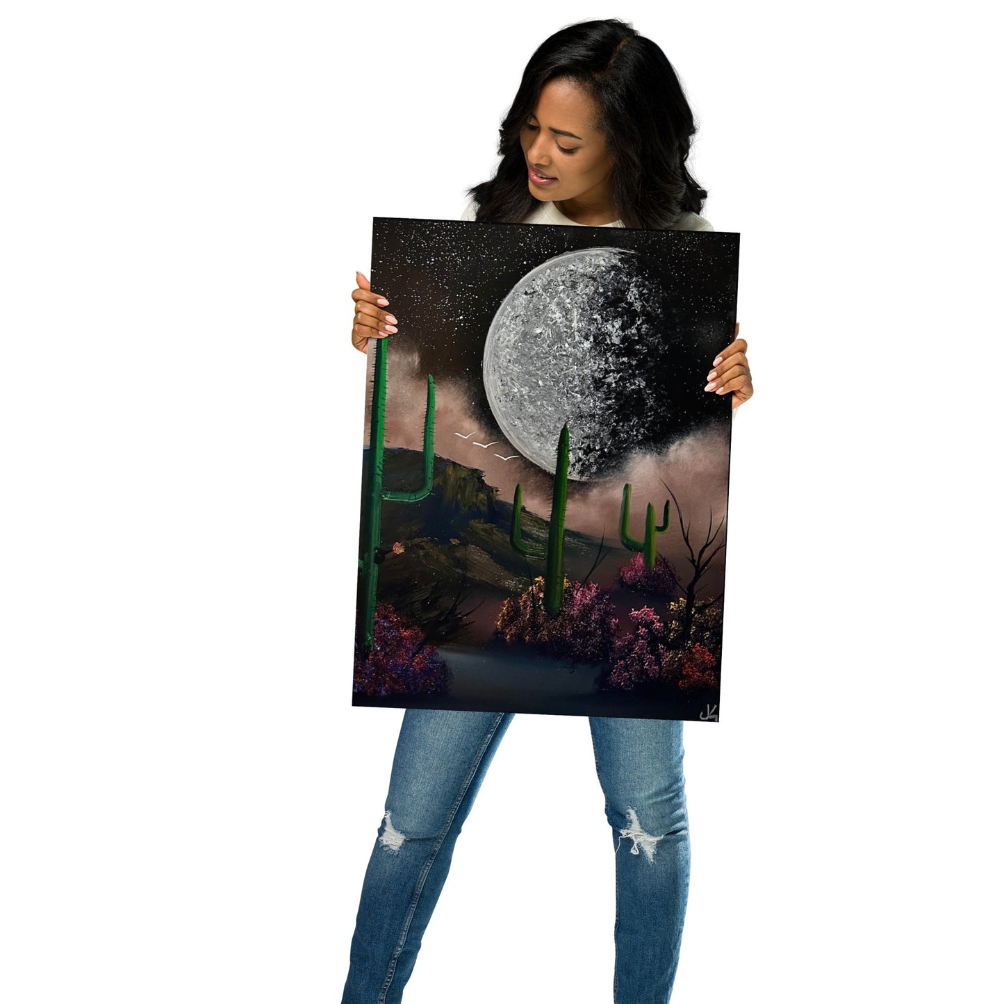 Poster Print - Desert Landscape with Full Moon by PaintWithJosh