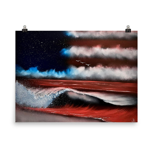 Flag - Waves of Freedom Poster Print by PaintWithJosh