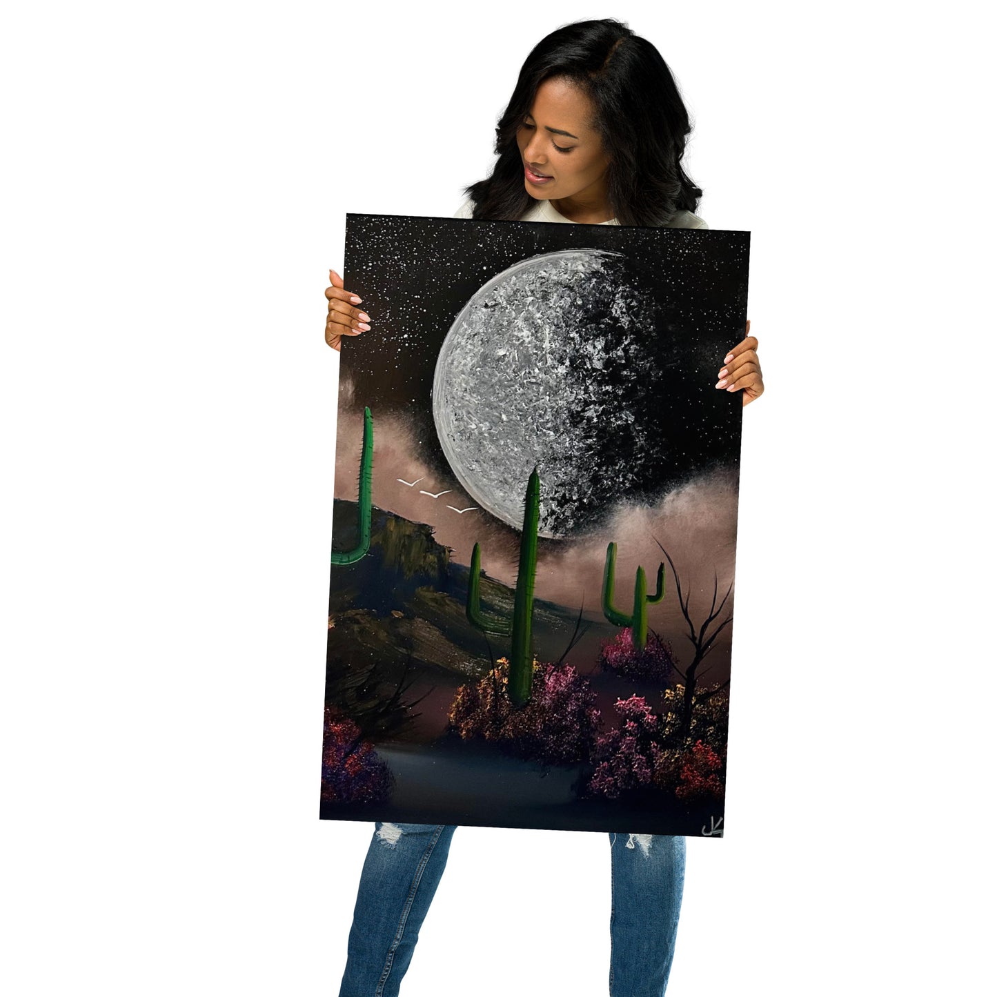 Poster Print - Desert Landscape with Full Moon by PaintWithJosh