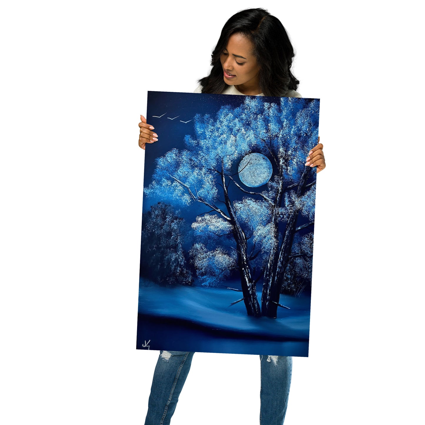 Poster Print - Blue Moon Winter Tree by PaintWithJosh