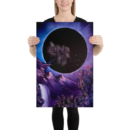 Poster Print - Purple Eclipse Cherry Blossom with falling petals by PaintWithJosh