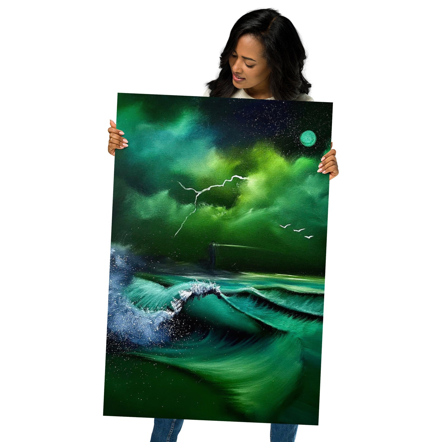 Poster Print - Green Night Seascape by PaintWithJosh