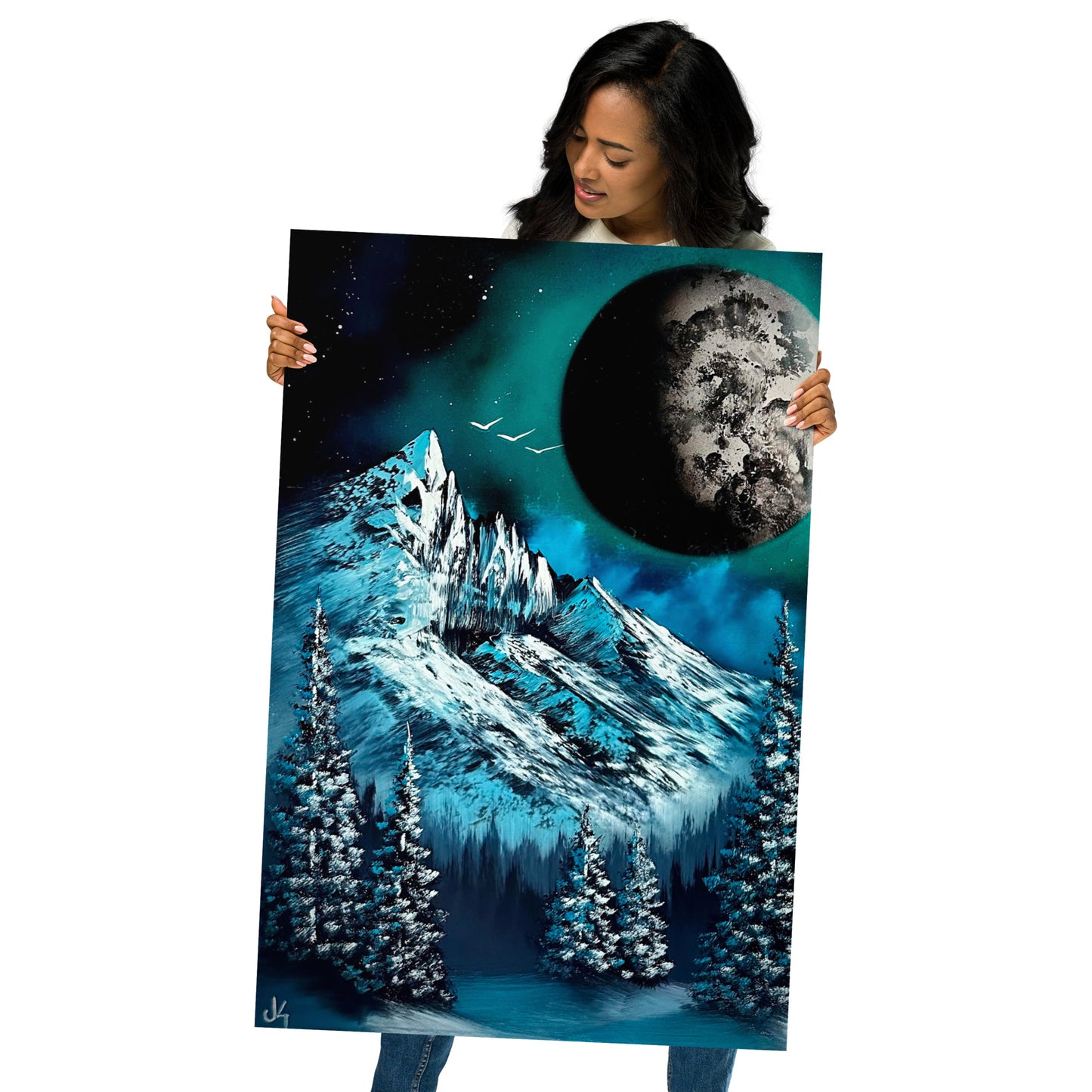 Poster Print - Full Moon Mountain Landscape by _Alchemist2077_ & PaintWithJosh