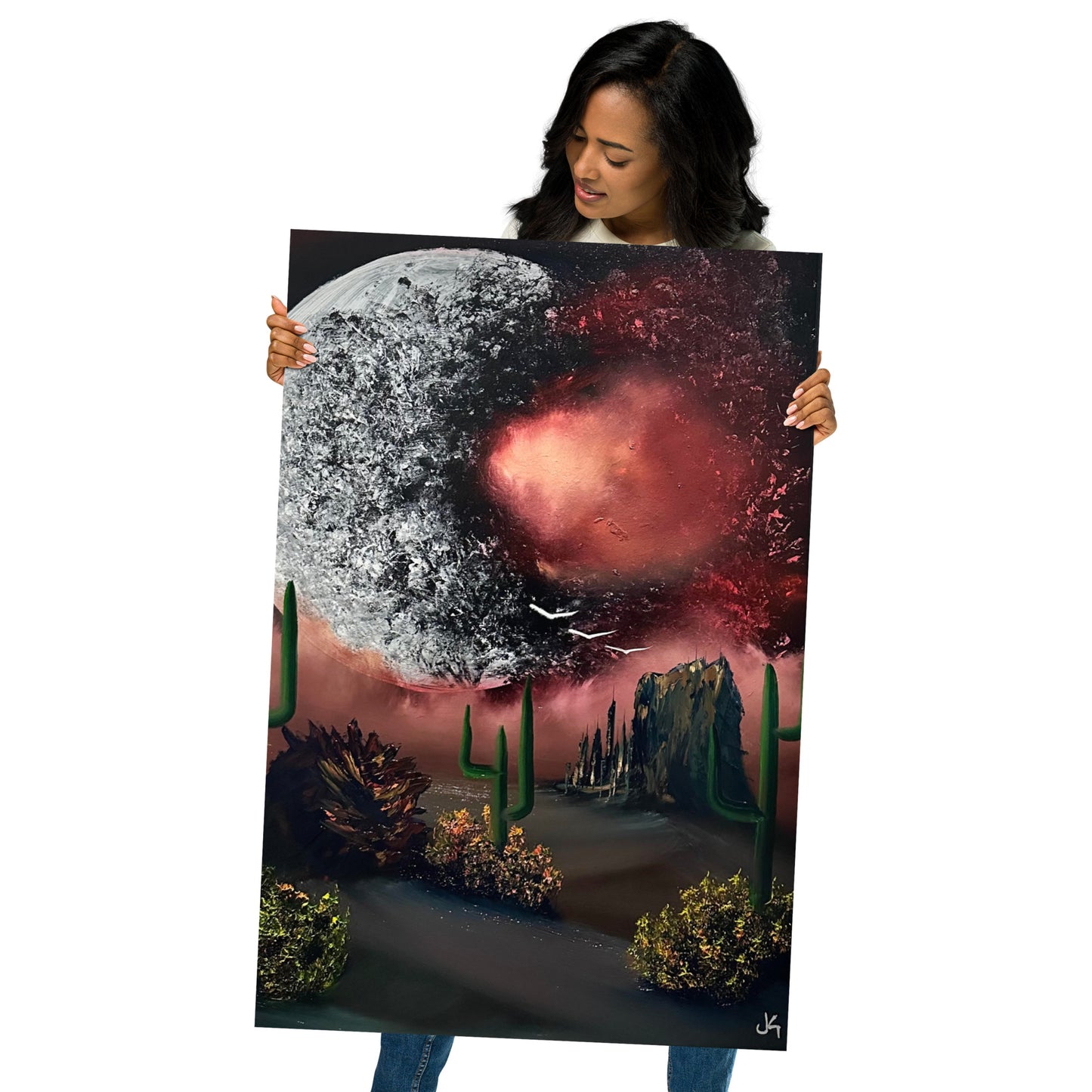 Poster Print - Exploding Moon Desert Landscape by PaintWithJosh