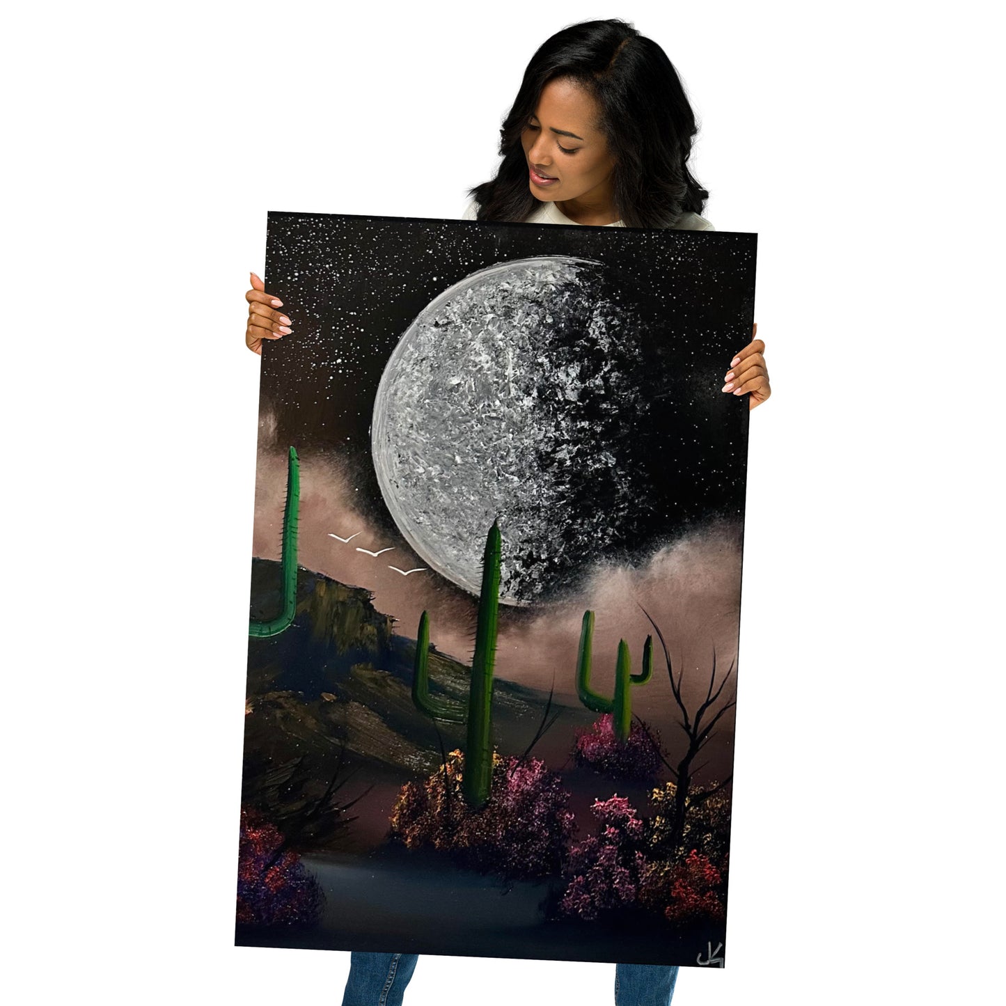 Poster Print - Desert Landscape with Full Moon by PaintWithJosh