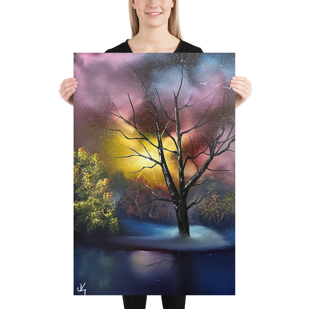 Poster Print - One Tree to Rule Them All - Galactic Winter Landscape by PaintWithJosh