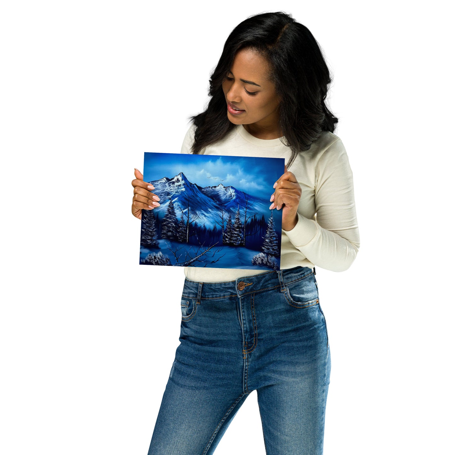 Poster Print - Cold Blue Winter Mountain Landscape by PaintWithJosh