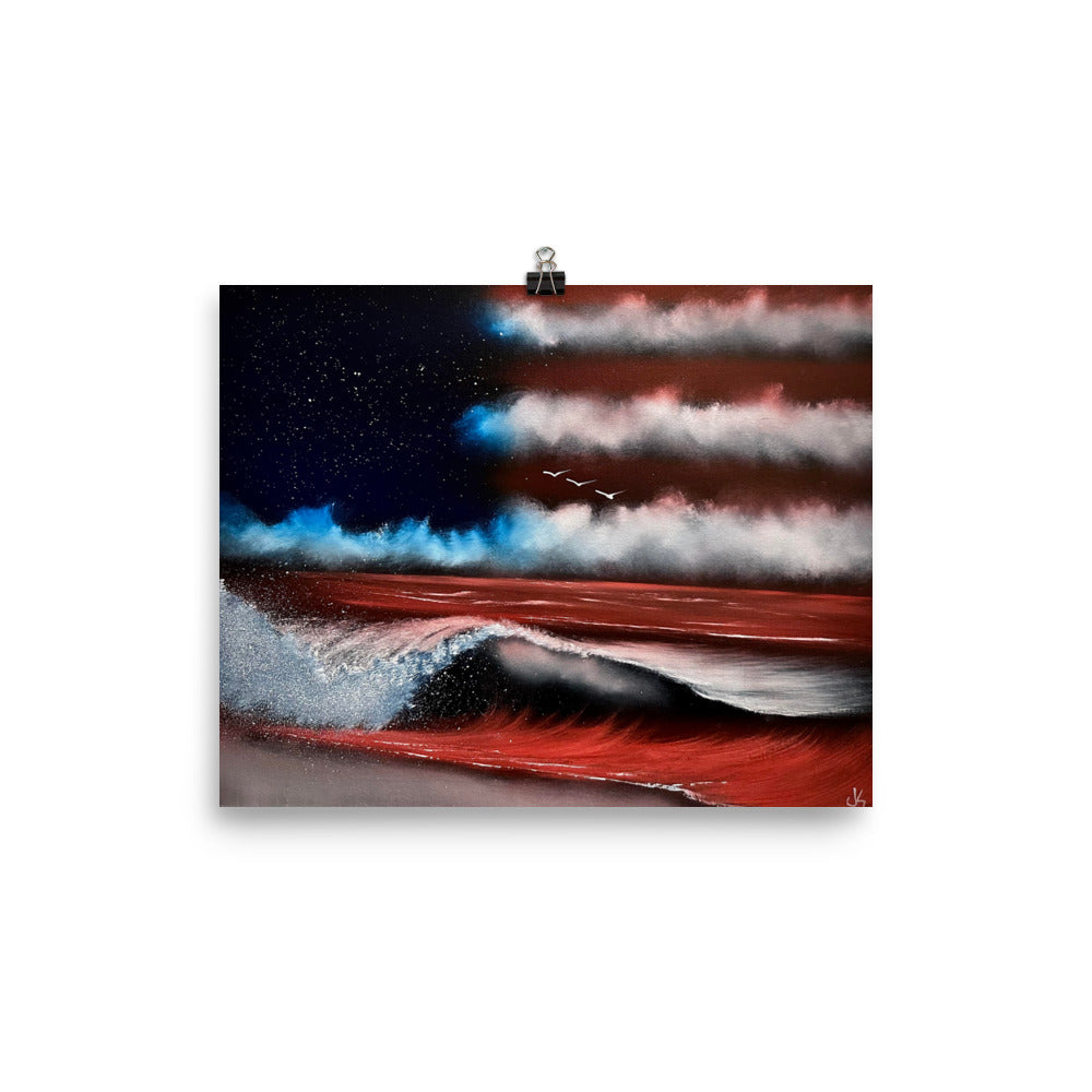 Flag - Waves of Freedom Poster Print by PaintWithJosh