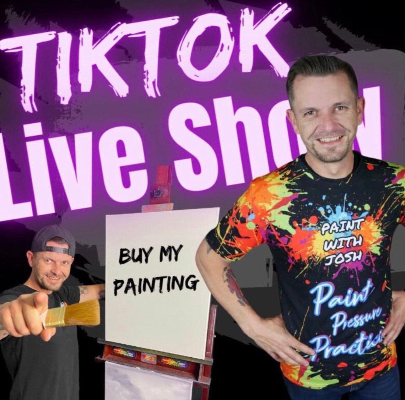 Painting 1344 - 24x24" Pro Series Canvas Cave Landscape Live on TikTok 6/15/24 by PaintWithJosh