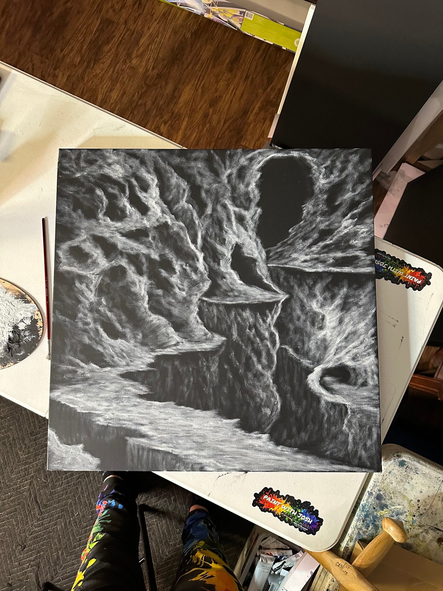 Painting 1344 - 24x24" Pro Series Canvas Cave Landscape Live on TikTok 6/15/24 by PaintWithJosh